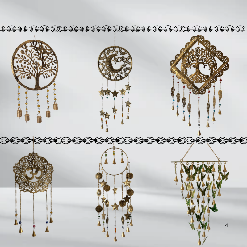Colgantes decorativos de metal con diseños de árbol de la vida, luna y mandalas